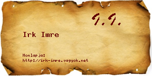 Irk Imre névjegykártya